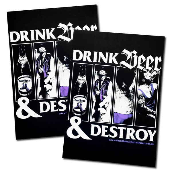 DRINK BEER & DESTROY - "drunkflagII" POSTER A3