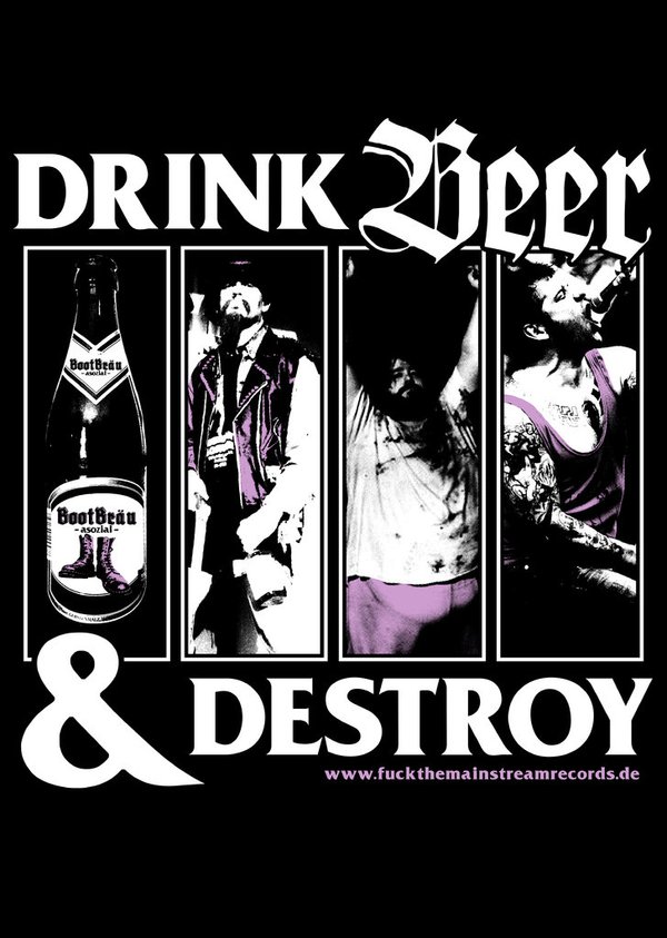 DRINK BEER & DESTROY - "drunkflagII" POSTER A3