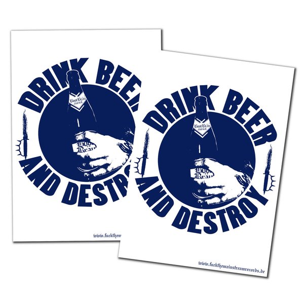 DRINK BEER & DESTROY - "bottles & knives" POSTER A3