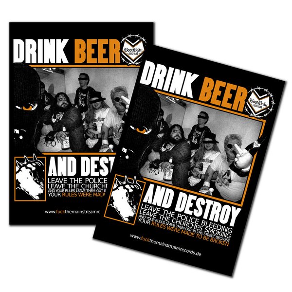DRINK BEER & DESTROY - "poison eye" POSTER A3